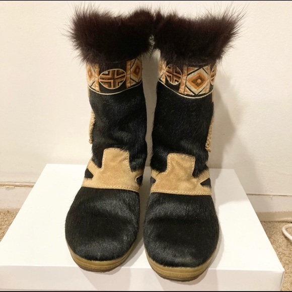 Tecnica Fur Skandia Black Tan Winter Boots 38 - Picture 5 of 5